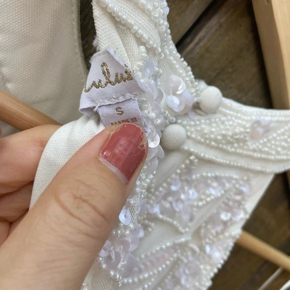 White Beaded Sequin Halter Mermaid Maxi Dress ✨ - Picture 10 of 12